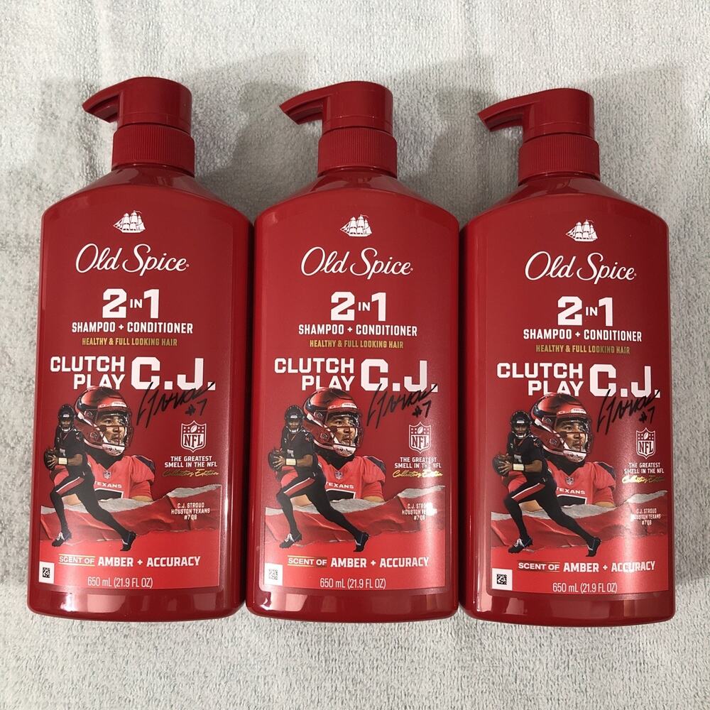 3 PACK - Old Spice NFL Clutch Play 2-in-1 Shampoo - C.J. Stroud Limited Edition